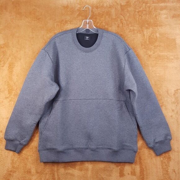 LUNYA Mens Sweatshirt Medium Gray Pullover Crew RESTORE DOUBLE FACED LAHGO - Picture 3 of 10